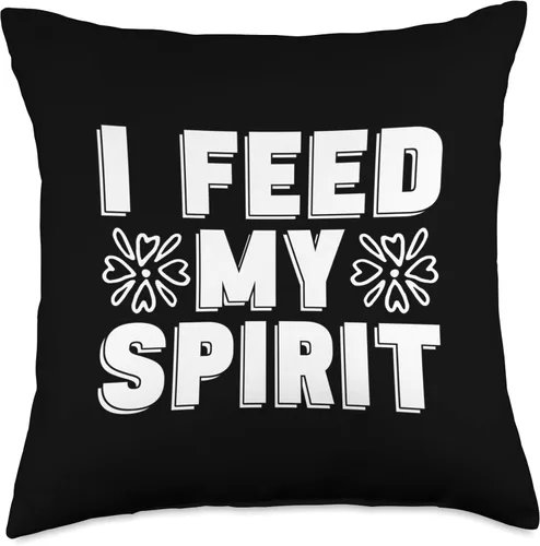 Mental Health Designs for Coffee Drinker I Feed My Spirit Coffee Anxiety Awareness Care Mental Health Throw Pillow, 18x18, Multicolor