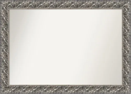 Miniatura 95 de Amanti Art Espejo de baño plateado para sobre fregadero, 26 x 26 pulgadas, espejo cuadrado de níquel pulido, marco de madera tradicional mediano, se