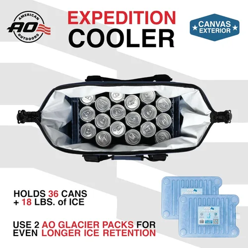 Miniatura 5 de Bolsa de enfriador AO Coolers Expedition de lona con lados blandos, a prueba de fugas, aislada, ligera Azul marino