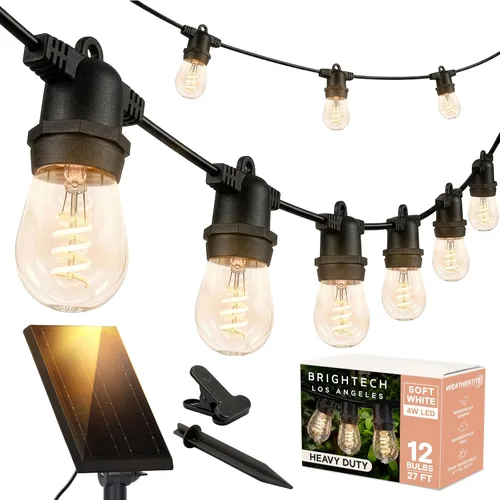 Miniatura 16 de Brightech Ambience Pro - Guirnalda de luces LED impermeables para exteriores con energía solar – Luces de patio de grado comercial con bombillas