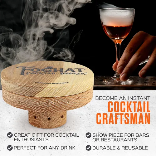 Miniatura 7 de Foghat Cocktail Smoker Kit de virutas de madera de roble de barril de bourbon y soplete para ahumar (sin butano) - Infundir cócteles, whisky, queso