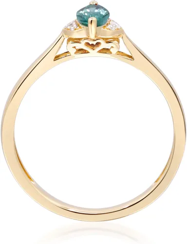 Miniatura 4 de Gin & Grace Anillo de oro amarillo de 14 quilates con esmeralda natural de Zambia con diamantes naturales para mujer. Joyería hecha a mano de pera