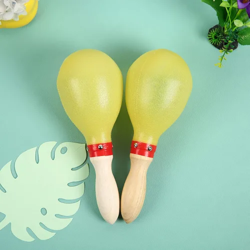 Miniatura 4 de Maracas, tamaño grande de 10 pulgadas, sonajero agitador de rumba, instrumento musical de percusión manual para adultos y niños, amarillo, juego de 2
