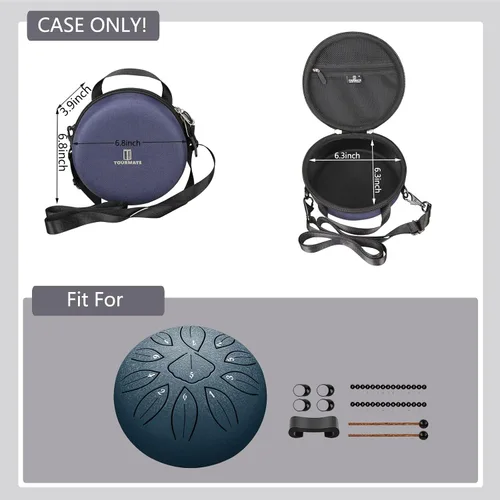 Miniatura 6 de Tourmate Estuche de transporte de tambor duro para LEKATO/MEINL Tambor de lengua de acero, tambor de mano de acero de 11 notas de 6 pulgadas, bolsa