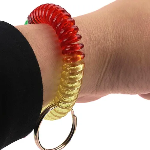 Miniatura 2 de VIOKKO Llavero de la bobina de la muñeca, llavero colorido del estiramiento de la primavera llavero del arco iris espiral de la bobina