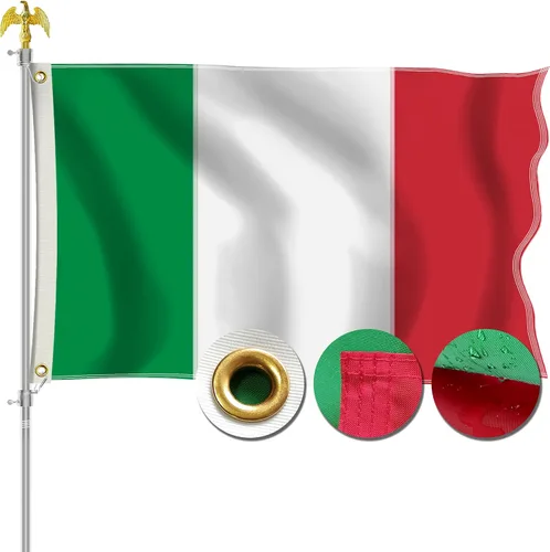 Bandera italiana de 3 x 5 para exteriores, poliéster resistente, con rayas cosidas, ojales de latón