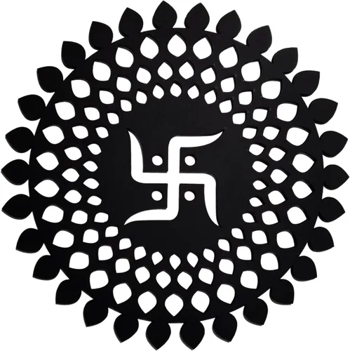 Miniatura 24 de My Dream Carts Black Round Decorative Wall Art Mdf Wooden Chakra For Temple, Living Room, Office, Hotel, Home Decor Items, Gift Item, Mandala Wall