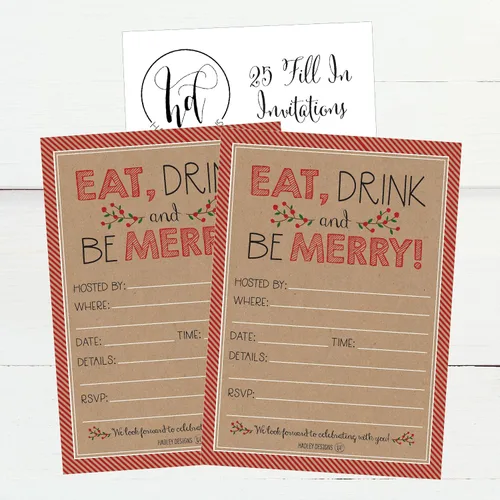 Miniatura 4 de Hadley Designs 25 invitaciones de fiesta de Navidad - Tarjetas de invitación de vacaciones premium para niños y adultos, invitaciones de fiesta