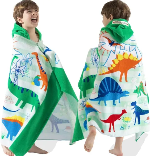 Miniatura 22 de VOOVA & MOVAS Toalla de playa con capucha para niños de 3 a 8 años, 30 x 50 pulgadas, suave, gruesa, grande, 100% algodón, absorbente para playa