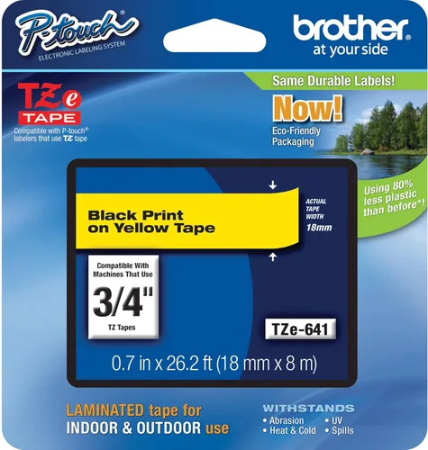 Miniatura 38 de Brother Cinta de etiquetas P-Touch TZe negra con impresión en azul (TZe541), laminada, 3/4 pulgadas x 26.2 pies (0.709 in x 26.2 ft)