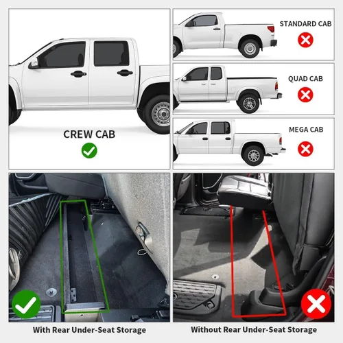 Miniatura 2 de LASFIT - Alfombrillas para Ram 1500 2019-2024 Cabina Tripulación con Cubo de Almacenamiento Bajo el Asiento Trasero