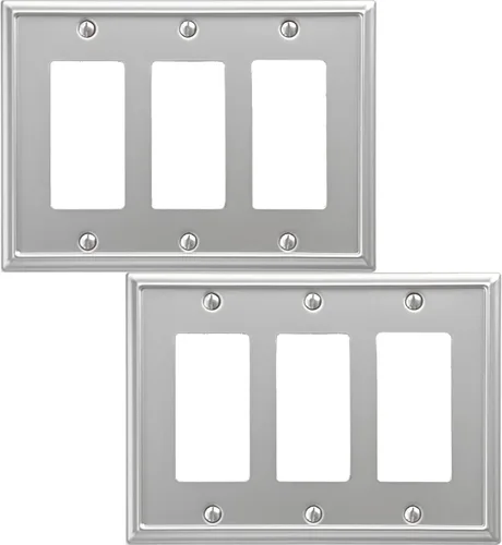 Miniatura 12 de OKAWYC Aria - Placa de pared metálica para interruptor de luz en blanco, paquete de 4 unidades, níquel cepillado de 1 banda, cubierta de interruptor