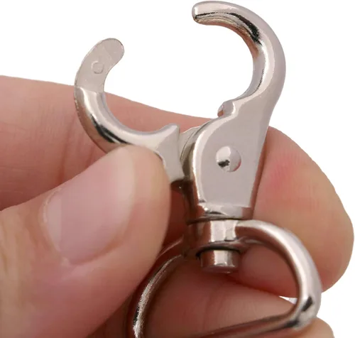Miniatura 3 de BIKICOCO Gancho giratorio de 1 pulgada, cierre de pinza de langosta, clip de resorte, extremo de anillo en D, plateado, paquete de 20 Plata x 20