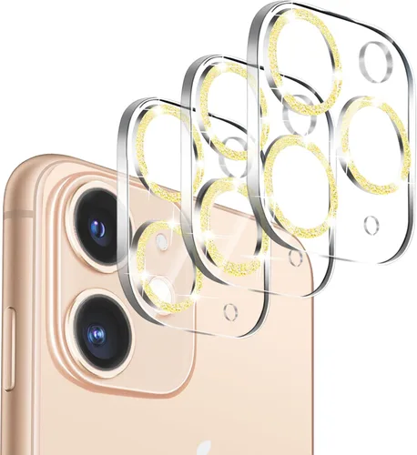 Miniatura 36 de Paquete de 3. Protector de lente de cámara Dengduoduo para iPhone 11 y iPhone 12 Mini, Glitter Bling Sparkle Ultra HD, vidrio templado, dureza 9H