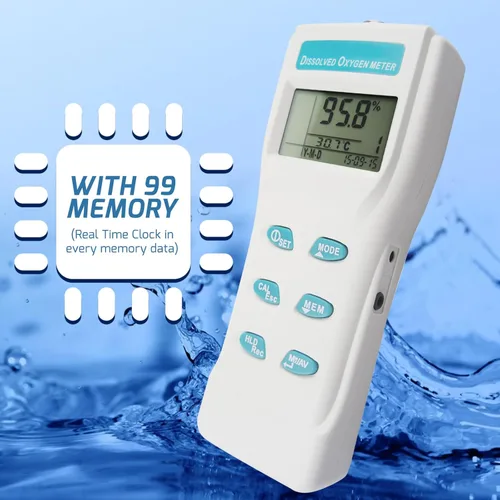 Miniatura 7 de Gain Express Medidor de oxígeno disuelto con electrodo Medidor de DO portátil Probador de calidad de agua con pantalla LCD grande Función de memoria