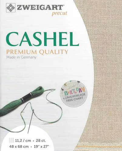 Wizardi Cashel 28 unidades Lino 3281/52. Lona de costura, tela de punto de cruz, paño de bordado, lienzo de aguja. 100% lino. Precortado Zweigart