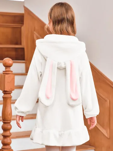 Miniatura 6 de Batermoon Sudaderas con capucha y orejas de conejito para niñas con cremallera de anime, abrigos de gran