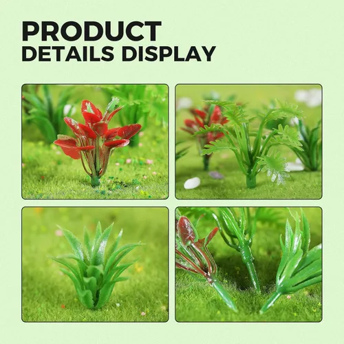 Miniatura 2 de Yetaha 90 piezas de mini árboles modelo, plantas en miniatura, arbustos verdes, modelos de arbustos, plantas artificiales para tren, paisaje