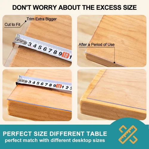 Miniatura 6 de Protección de mesa de PVC transparente de varios tamaños para mesa de comedor pequeña, resistente al calor, impermeable, tapete de computadora