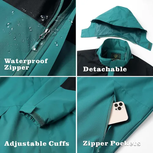 Miniatura 33 de GIISAM Chaqueta de lluvia para hombre, impermeable, ligera, para exteriores, rompevientos con capucha