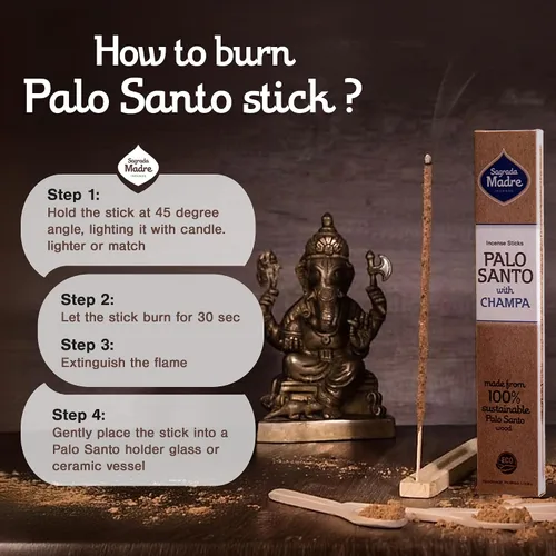 Miniatura 5 de Sagrada Madre 8 varillas de incienso gruesas de Palo Santo (Champa), 9 pulgadas de largo, ecológicas, no tóxicas, aromáticas