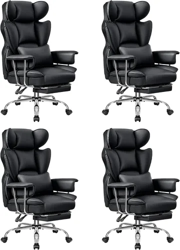 Miniatura 13 de ALLGOD Silla de oficina cómoda, silla ejecutiva grande y alta, silla ancha ergonómica de respaldo alto con reposapiés, silla de escritorio Negro