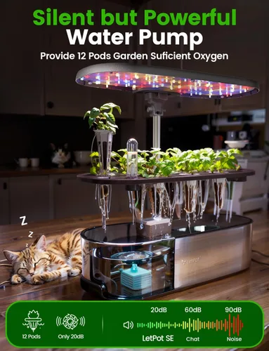 Miniatura 7 de Sistema de cultivo hidropónico LetPot LPH-SE, kit de jardín de hierbas inteligente de 12 cápsulas para interior, jardín interior, controlado por APP