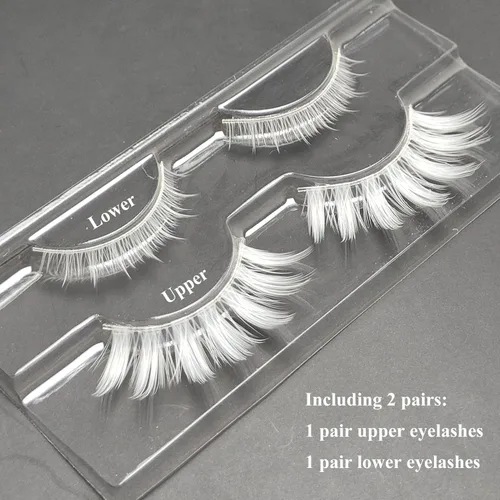 Miniatura 2 de Luwigs Pestañas postizas blancas para cosplay, Halloween, herramientas de extensión de pestañas blancas, reutilizables, aspecto natural, anime