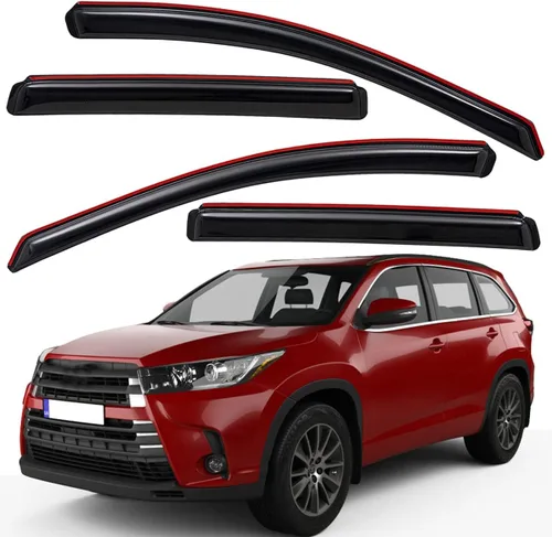Lightronic WV194427 - Protector de lluvia para ventana lateral en canal, humo oscuro, juego de 4 piezas, se adapta a Toyota Highlander 2014-2019