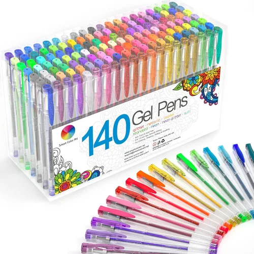Smart Color Art Juego de 140 bolígrafos de gel de colores para libros de colorear para adultos, dibujo, pintura, escritura