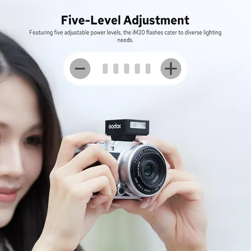 Miniatura 7 de GODOX Mini flash iM20 para cámara, Godox Flash con batería incorporada, 440 destellos de potencia completa, GN10, carga USB-C, 5 niveles