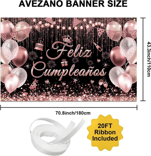 Miniatura 3 de Avezano Cartel de Feliz Cumpleaños para decoración de fiesta de cumpleaños mexicana, telón de fondo, fiesta española, fondo de fiesta de cumpleaños