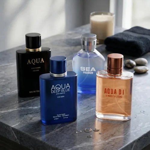 Miniatura 3 de Hybrid & Company 4 piezas Aqua Di Rinascita Lecno Sea Passion Aqua Deep Blue Aqua Prive Eau De Toilette vaporizador Natural Spray para hombre