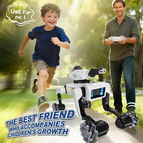 Miniatura 5 de Kit de perro robot 3 en 1 con ruedas, más de 30 acciones biónicas, voz y control remoto, movimientos programables, batería recargable, juguete