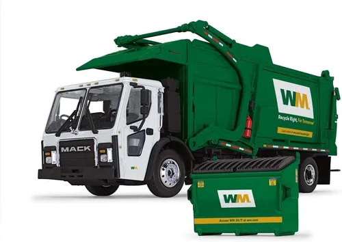 Miniatura 2 de First Gear WM Mack LR escala 1/34 con cargador frontal McNeilus Meridian y papelera