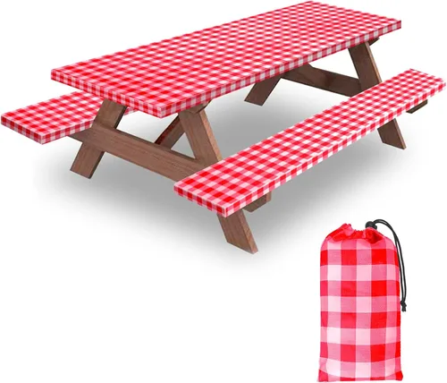 Miniatura 14 de Funda para Mesa y Banco de Picnic de 5 Pies, Esenciales de Camping Equipo para RV, 60 Pulgadas Impermeable Resistente al Viento Mantel Exterior