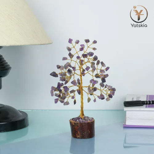 Miniatura 5 de YATSKIA Árbol de cristal de amatista - Decoración de piedras preciosas - Bonsái de dinero de Feng Shui - Amatista natural - Árbol de gemas de cristal