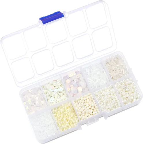 Miniatura 17 de Cuentas surtidas para la fabricación de joyas, cuentas de tubo de cristal para corneta, lentejuelas sueltas, varios tamaños para manualidades