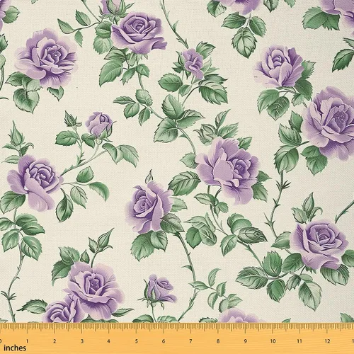 Miniatura 12 de The Yard - Tela de rosa rosa de estilo romántico floral para amantes de la costura, flores de jardín botánico, hojas de tela para decoración