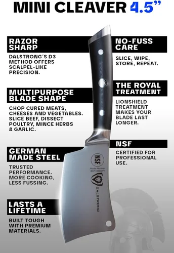 Miniatura 5 de Dalstrong - Cuchillo de carnicero, 4.5 pulgadas, serie Gladiador Elite, cuchillo de cocina resistente para regalo, mango negro, cuchillo afilado