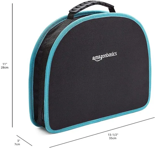 Miniatura 13 de Amazon Basics Juego de herramientas con bolsa redonda de fácil transporte, 104 piezas, rosa, 14.4 x 11.4 x 3 pulgadas