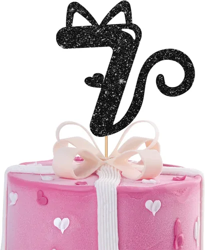 Miniatura 7 de Decoración para tartas de gato de cuatro años, decoración de pastel número 4 para bebé, suministros de fiesta de cumpleaños de gatito, decoración