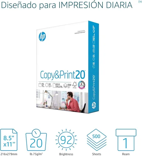 Miniatura 2 de HP - Papel para impresora Copy&Print20 de 8.5 x 11, 20 libras. 1 resma con 500 hojas, brilantez 92. Fabricado en los Estados Unidos. Certificado FSC