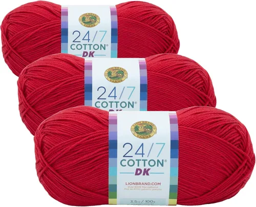 Miniatura 16 de Lion Brand Yarn Estampados DK de algodón 24/7, hilo para tejer, ganchillo y manualidades, azul, paquete de 1 Cotton Yarn for Knitting, Crochet