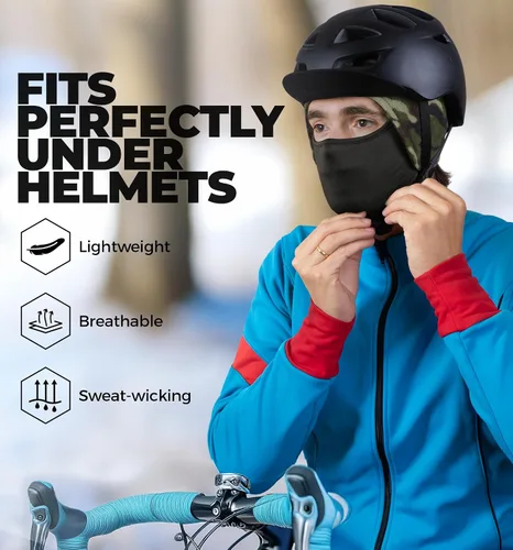 Miniatura 23 de Tough Headwear Skull Cap with Mask Men, Winter Running Gear, Motorcycle Winter Gear, Helmet Liners, Ski Hat, Thermal Beanie