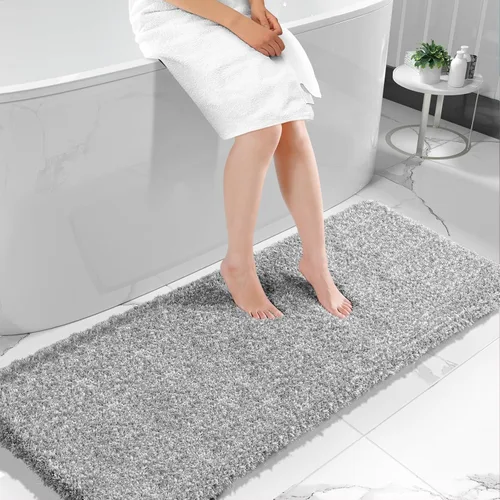 Miniatura 125 de Yimobra Alfombra de baño de felpa esponjosa, súper lanuda suave, cómoda, antideslizante, absorbente de agua, alfombra de baño de microfibra que se