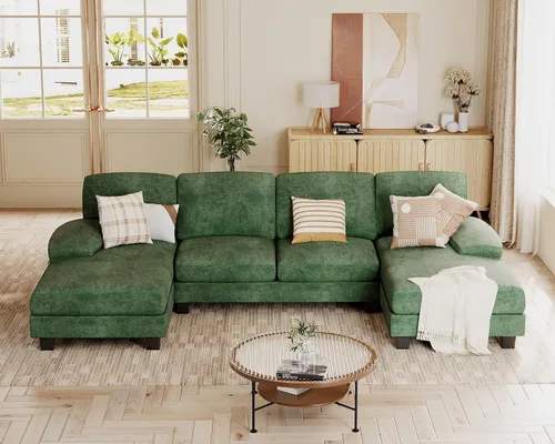 Miniatura 15 de JUMMICO Sofás Seccionales para Sala de Estar, Sofá en Forma de U con Tela de Chenilla, Sofá Moderno de 4 Asientos con Almohadas Removibles para Gris
