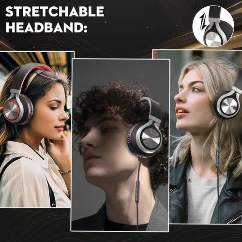 Miniatura 3 de Bywulanda - Auriculares con cable con micrófono y control de volumen, auriculares de diadema con cable, ligeros, plegables, con cable, estéreo
