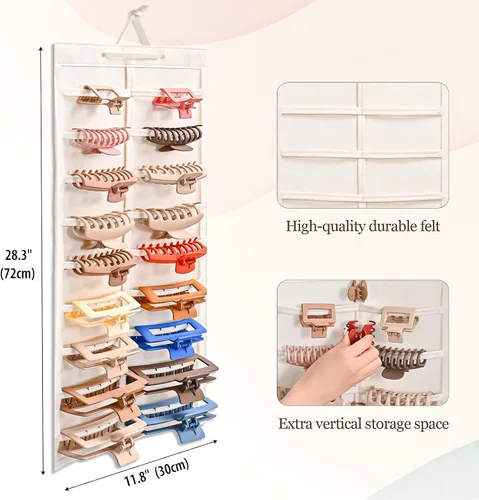 Miniatura 3 de Lolalet Organizador de pinzas para el cabello, 1 paquete de soporte de clip de garra colgante montado en la pared, exhibición de almacenamiento