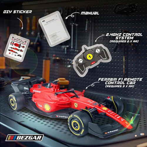 Miniatura 4 de BEZGAR Auto a control remoto Ferrari F1 75 1:18 - Coche de carreras RC de 2.4GHz con librea auténtica, pegatinas adhesivas DIY - F1 con licencia